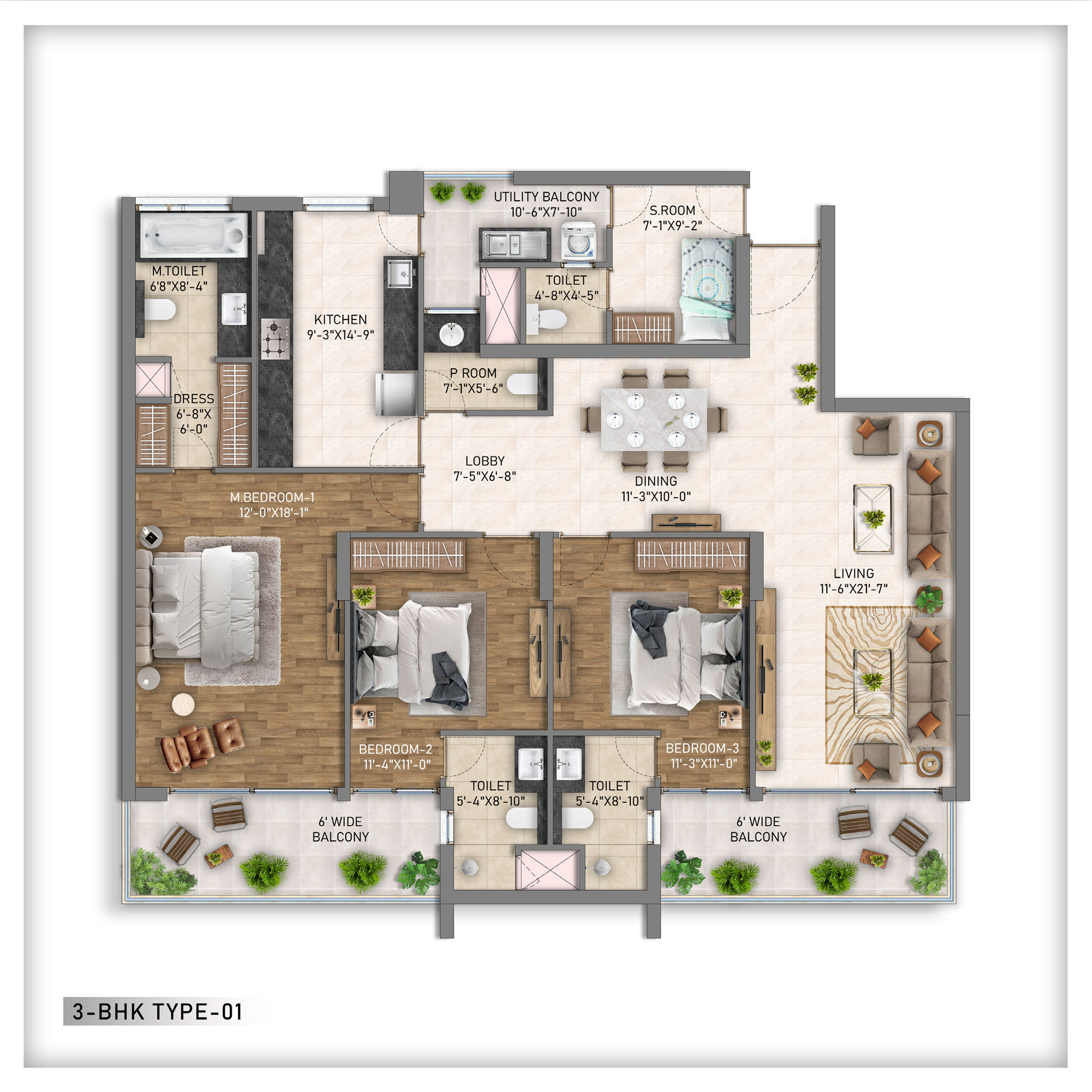 3 BHK Type 01